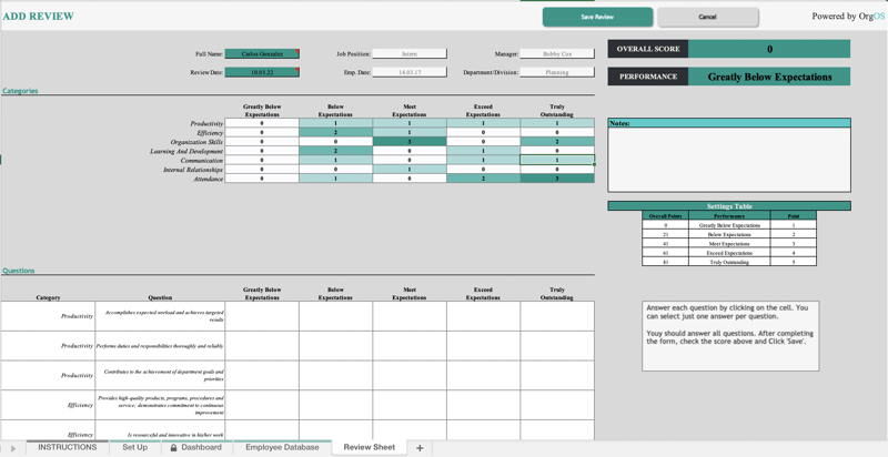 Kenjo Performance Management Excel Vorlage Einstellungen Speichern