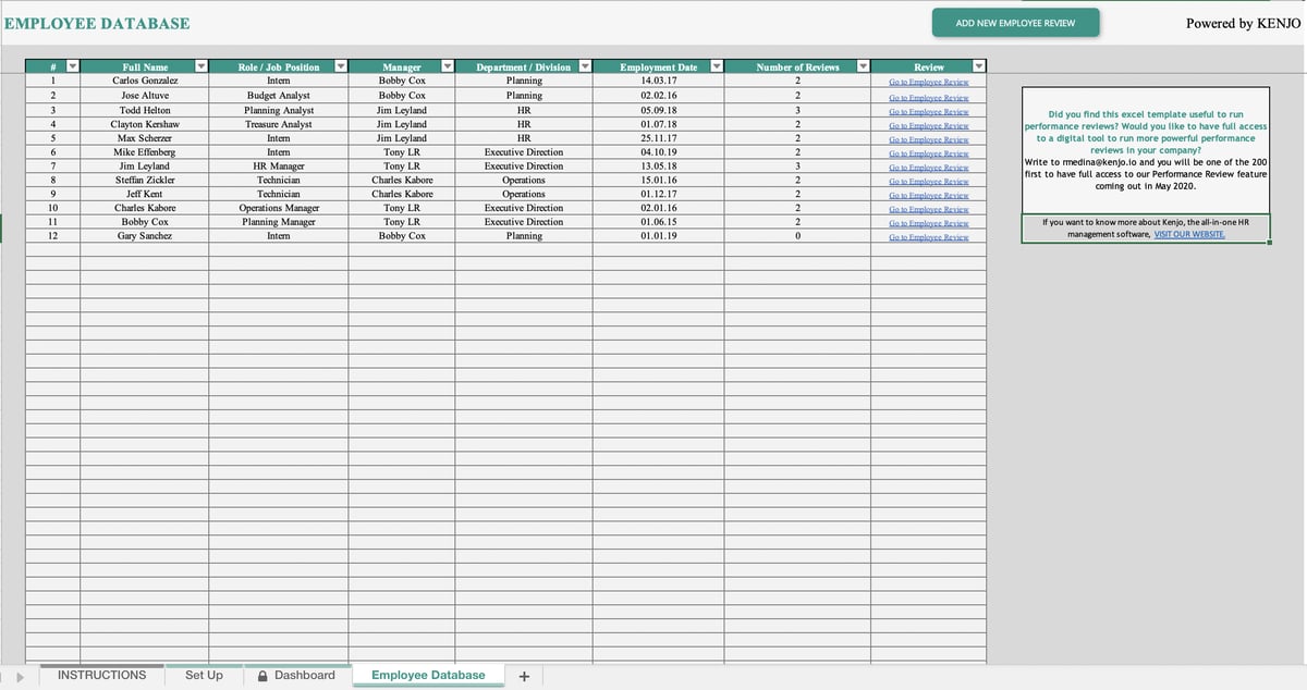 Excel employee performance review template - FREE download