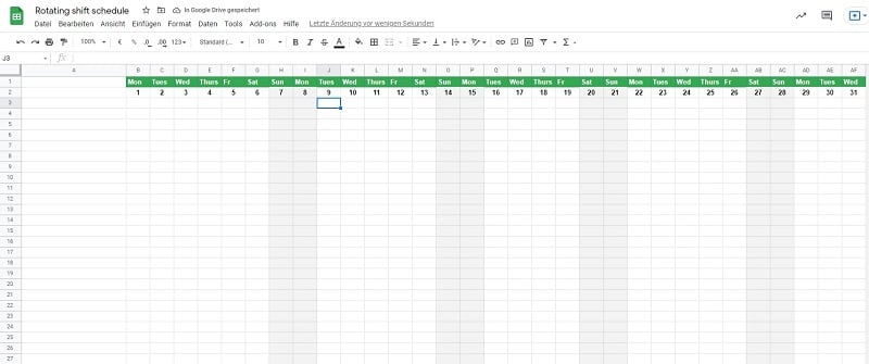 How to make a rotating shift schedule in Excel