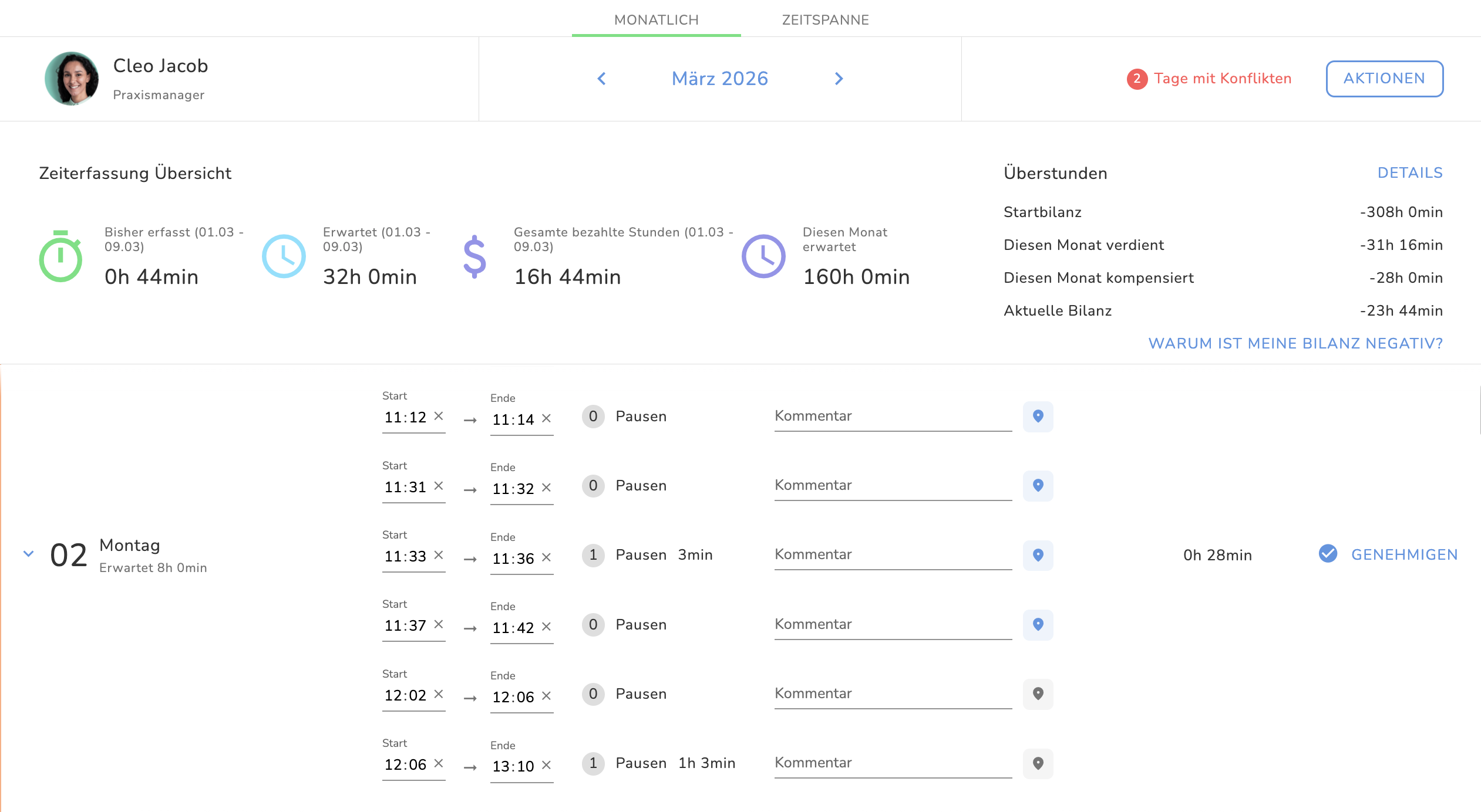 Kenjo Zeiterfassung-Genehmigung