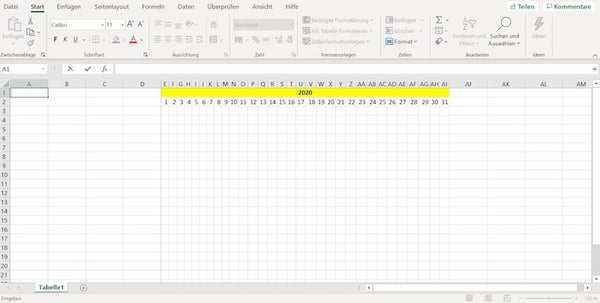 Urlaubsplaner 2020 Excel-Vorlag