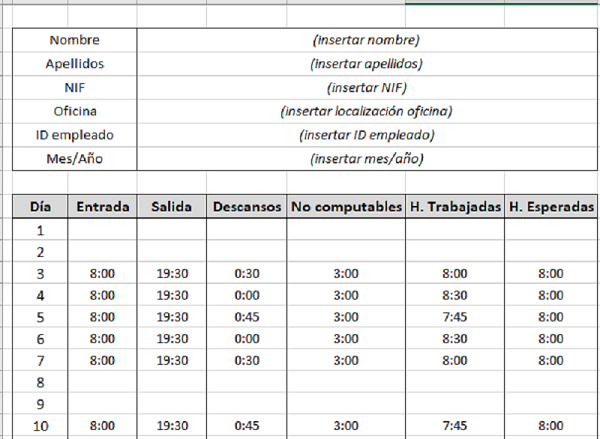 Plantilla Excel para control horario de trabajadores [GRATIS]
