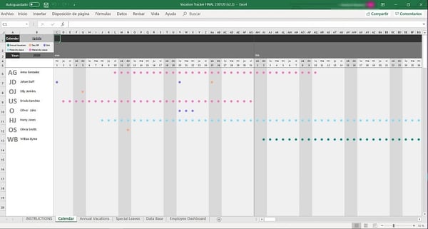 Annual leave excel template 